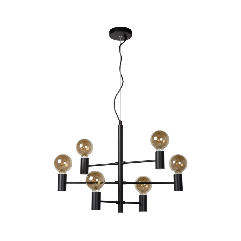 Lucide HanglampLeanne 6-lichts zwart - 21421/06/30